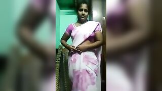 Pink saree kazhati mulai kattum tamil aunty